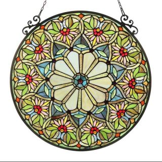 Chloe Tiffany style Floral Design Stained Glass Window Panel