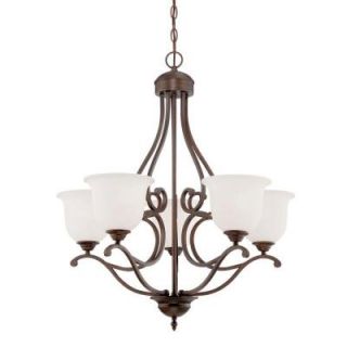 Millennium Lighting 5 Light Rubbed Bronze Chandelier with Etched White Glass 1555 RBZ