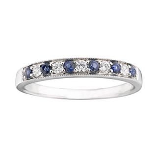 I Said Yes™ 1/8 CT. T.W. Certified Diamond & Sapphire Milgrain Band