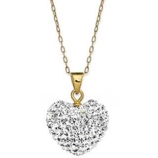 Pori 14k Yellow Gold Pave Austrian Crystal Heart Necklace