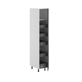 Eurostyle 15x83.5x24.5 in. Leeds 5 Interior Drawer Pantry Cabinet in White Melamine and Door in Steel HD1584D5.W.LEEDS