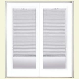 Masonite 72 in. x 80 in. Ultra White Prehung Left Hand Inswing Mini Blind Steel Patio Door with No Brickmold 27780