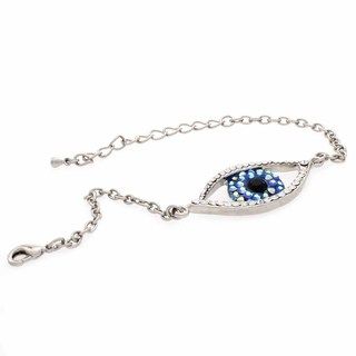 NEXTE Jewelry Silvertone Blue and White Rhinestone Evil Eye Bracelet