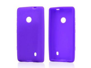 Purple Rubbery Feel Silicone Skin Case Cover For Nokia Lumia 521