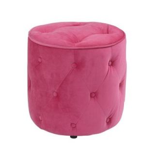 Ave Six Curves Tufted Velvet Round Ottoman in Pink CVS905 P18