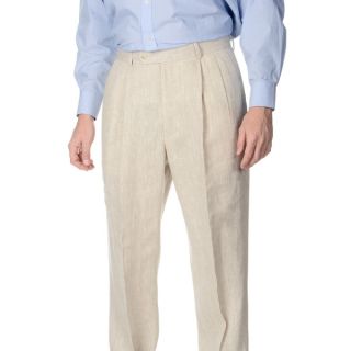 Henry Grethel Mens Double Reverse Pleated Front Natural Suit Pants