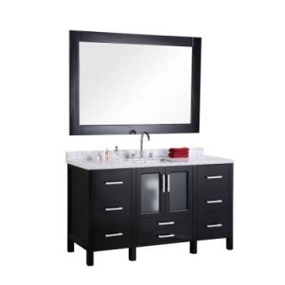 Design Element Stanton 60 in. W x 22 in. D Vanity in Espresso with Marble Vanity Top and Mirror in Crema Marfil B60 DS