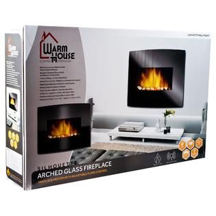 Warm House  Black Arched Glass Electric Fireplace
