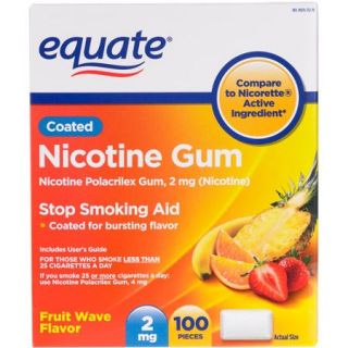 Equate Nicotine Gum 2 Mg Fruit Flavor Stop Smoking Aid   100 Ct