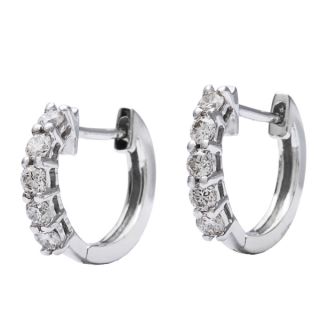 10k White Gold 1/4ct TDW Childrens Round cut Diamond Hoop Earrings (H