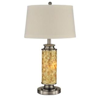 Dale Tiffany 26 in. Camden Mosaic Satin Nickel Table Lamp with Night Light DISCONTINUED PT12298