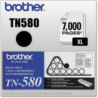 Brother TN580 High Yield Toner, 7000 Page Yield, Black