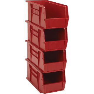 Quantum Heavy-Duty Storage Bins — 4-Pk., Red  Louvered Panel   Rail Systems