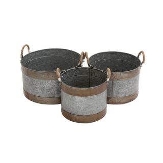 Round Metal Galvanized Planter (Set of 3)   17255368  
