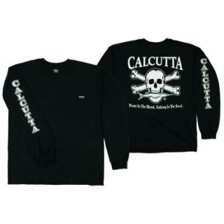 Calcutta Adult Large Original Logo Long Sleeved Front Pocket T Shirt in Black 2488 0027