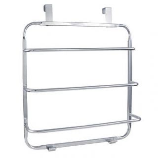 Exquisite Over The Door Towel Rack with 3 Tiered Bars Chrome Finish