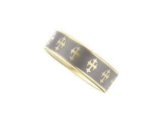 8.3MM Dura Tungsten Gold IMMersion Plated Band With Lasered Crosses Size 12