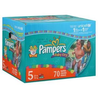 Pampers  Baby Dry Diapers, Size 5 (27+ lb), Sesame Street 70 diapers