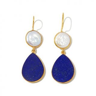 BAJALIA "Suchi" Lapis and Cultured Freshwater Pearl Goldtone Drop Earrings   7845585