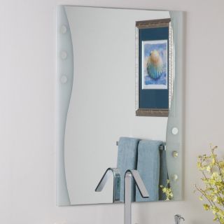 Decor Wonderland 23.6 in W x 31.5 in H Rectangular Frameless Bathroom Mirror with Hardware and Polished Edges