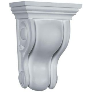 Ekena Millwork 4 3/4 in. x 3 1/2 in. x 6 3/4 in. Primed Polyurethane Traditional Curved Corbel COR04X06X03TR