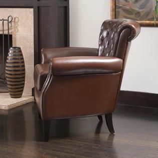 Franklin Brown Tufted Leather Club Chair