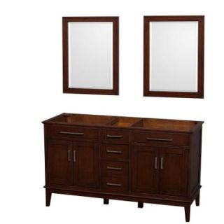 Wyndham Collection Hatton 59 in. Vanity Cabinet with Mirror in Dark Chestnut WCV161660DCDCXSXXM24
