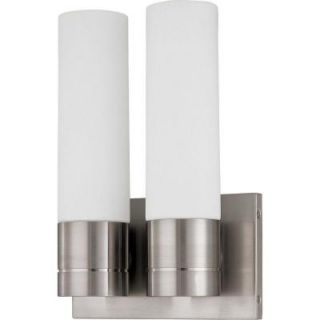 Glomar 2 Light Brushed Nickel Incandescent Sconce with White Glass HD 2938