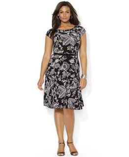 Lauren Ralph Lauren Plus Size Short Sleeve Floral Print Belted Dress