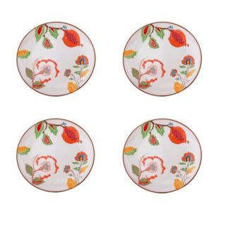 Dutch Wax 8 Graces Tea Ware Salad Plate Set Guava Floral 4 Piece Set