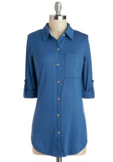 Keep it Casual Cool Top in Blue  Mod Retro Vintage Short Sleeve Shirts