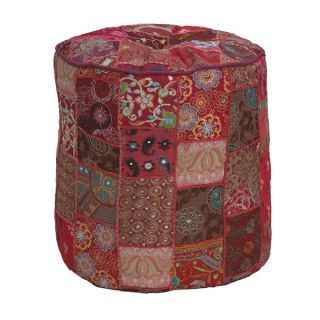 Elements 16 inch Round Multicolored Patchwork Pouf   16212166