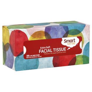 Smart Sense  Facial Tissues, Extra Soft, White, 2 Ply, 200 tissues
