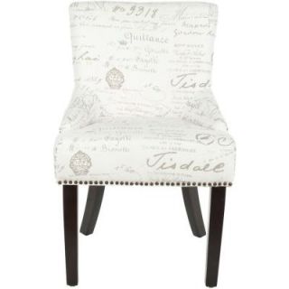 Safavieh Lotus Birchwood Cotton and Linen Side Chair in Eggshell with French Writing (Set of 2) MCR4700F SET2