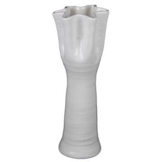 Medium White Open Flower Ceramic Vase
