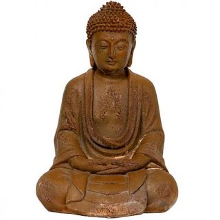 Oriental Furniture 9" Japanese Sitting Zenjo   in Rust Patina Buddha Statue   7284245