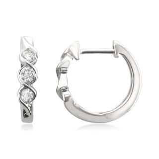 10k White Gold 1/4ct TDW Diamond Twisted Hinged Hoop Earrings (H I