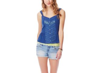 Aeropostale Womens Lace Button Front Tank Top 402 XL