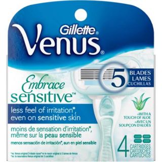 Gillette Venus Embrace Sensitive Women's Razor Blade Refills, 4 count