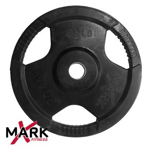XMark 45 lb. Commercial Rubber Coated Tri grip Olympic Plate Weight