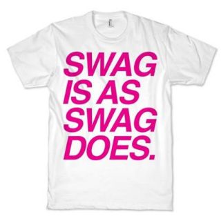 White Swag Is As Swag Does. Crewneck Funny Graphic T Shirt (Size XL) NEW Unique