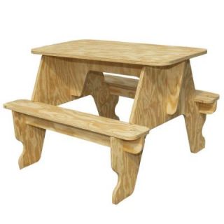 Houseworks Unfinished Wood Quick Assembly Small Picnic Table 94701