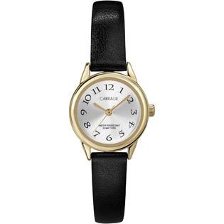Timex Ladies Carriage Watch w/Round Goldtone Case, White Dial and