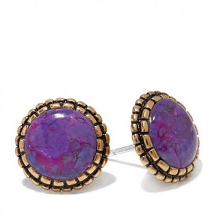 Studio Barse Purple Turquoise Bronze Button Stud Earrings   7608356