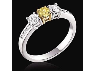 1.70 ct. yellow canary diamonds 3 stone ring 14K gold