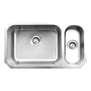 Whitehaus Collection Noah's Collection Undermount Brushed Stainless Steel 32 in. Double Bowl Kitchen Sink WHNDBU3118GDR BSS