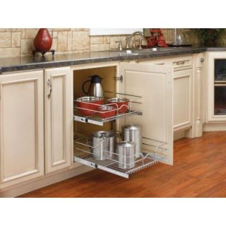 Rev A Shelf 19 in. H x 18 in. W x 22 in. D Base Cabinet Pull Out Chrome 2 Tier Wire Basket 5WB2 1822 CR