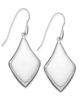 Sterling Silver Earrings, White Agate Drop Earrings (21 34mm