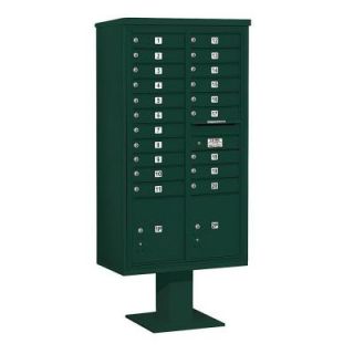 Salsbury Industries 3400 Series Green Mount 4C Pedestal Mailbox with 20 MB1 Doors/2 PL 3416D 20GRN