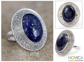 Sterling Silver Whisper Lapis Lazuli Cocktail Ring (India